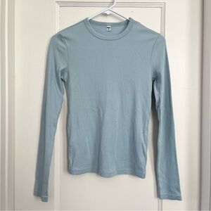 Uniqlo Soft Ribbed Crewneck Long Sleeve Tee Light Blue  XS